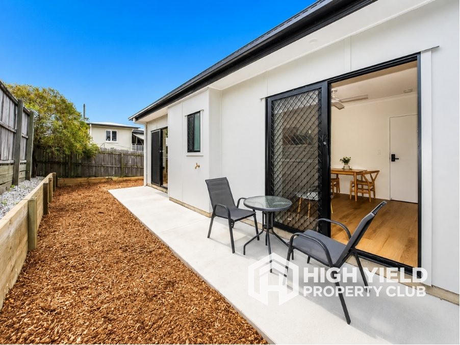 sunny patio in a modern rooming house, best place to buy investment property
