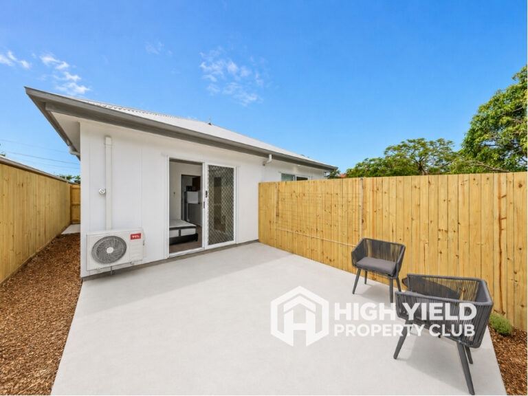 sunny patio in a modern rooming house