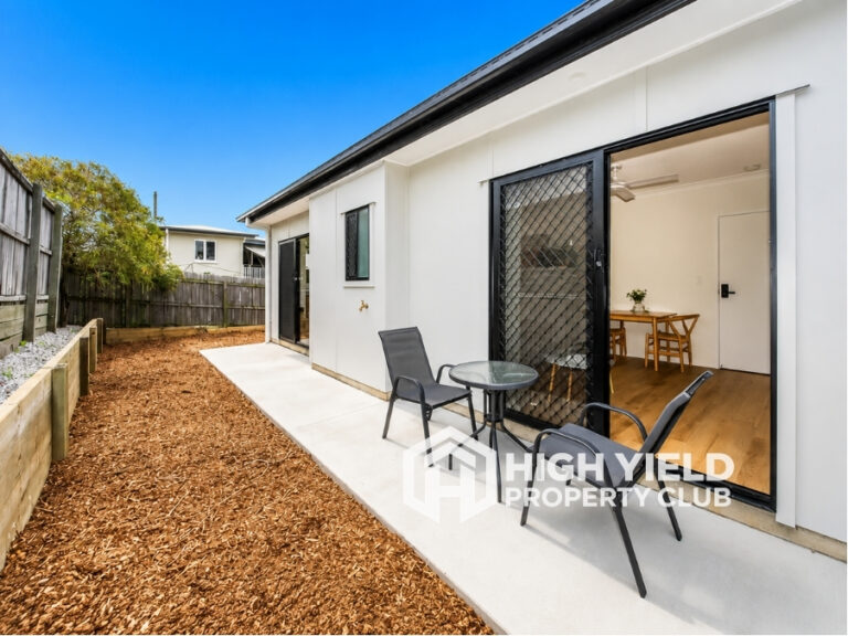 sunny patio in a modern rooming house in Brisbane