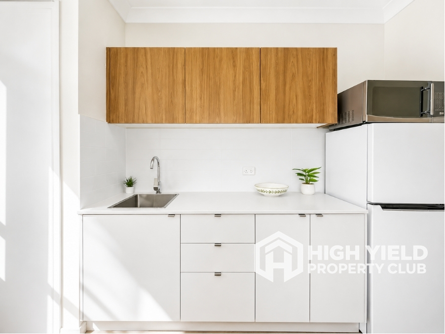 private kitchenette in a modern rooming house
