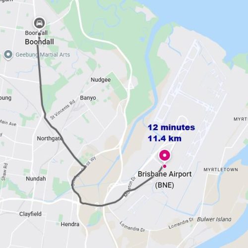 map from Boondall to Brisbane airport